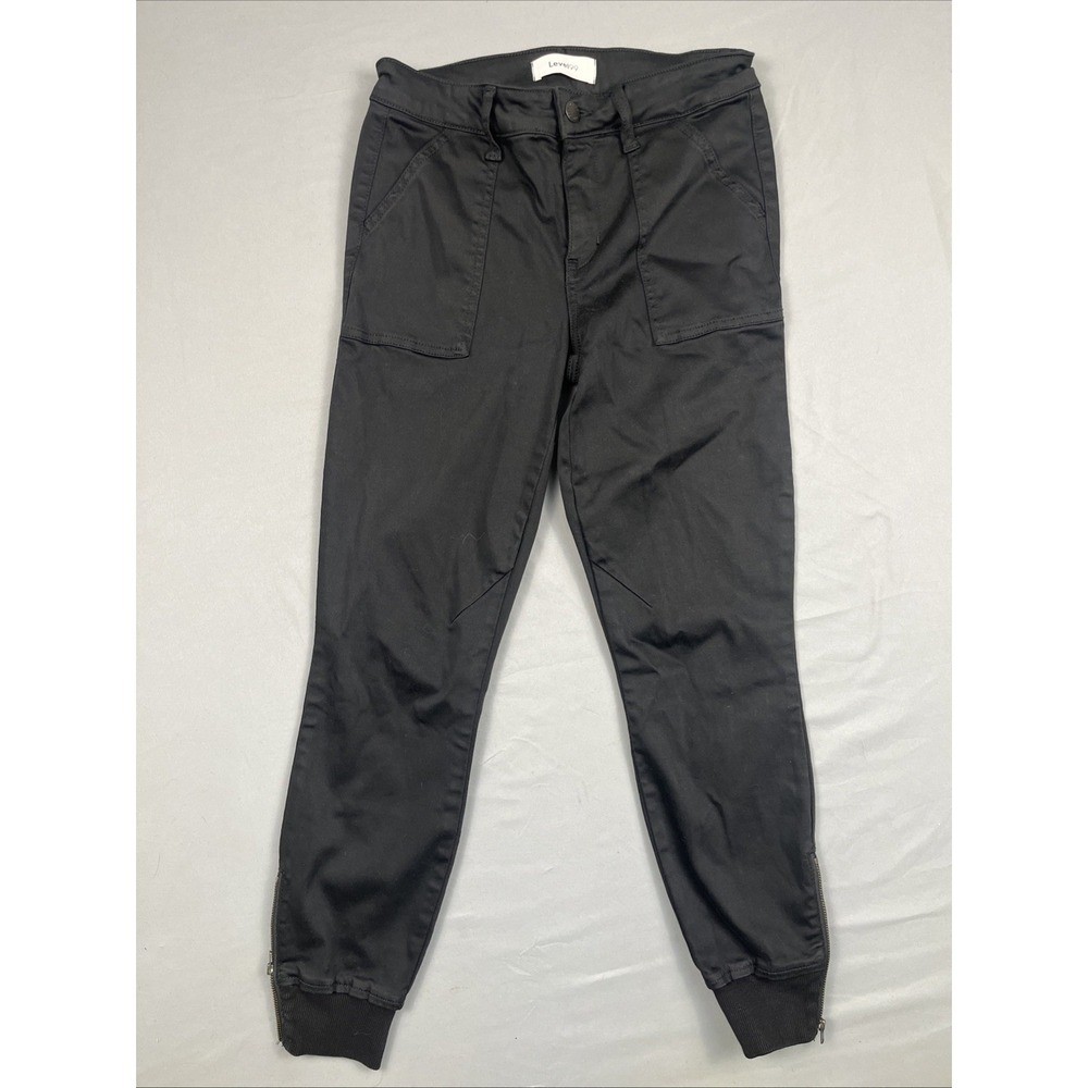 Level 99 Pants Womens 25 Black Stretch Mid Rise Zip Ankle‎ Jogger